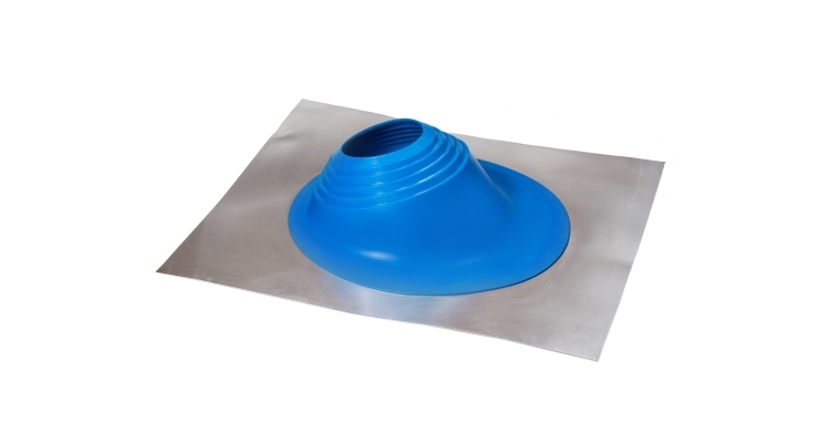 Проходной элемент MF угловой №2 (180-280мм) +240 силиконовый (металлический неокрашенный фланец) синий