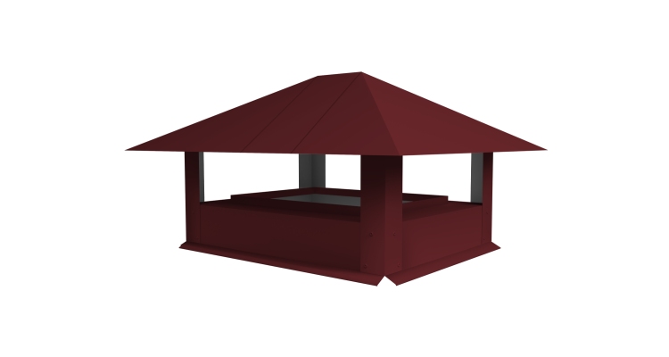 Дымник на трубу 520х390мм 0.5 Satin Matt с пленкой RAL 3005 красное вино