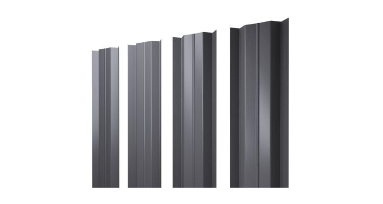 Штакетник М-образный В с прямым резом 0.45 PE RAL 7004 сигнальный серый
