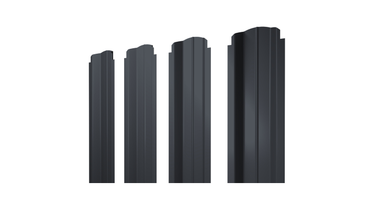 Штакетник П-образный B фигурный 0,4 PE-Matt-Double RAL 7024 мокрый асфальт