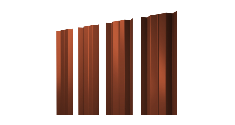 Штакетник М-образный В с прямым резом 0.5 Velur X RAL 8004 терракота